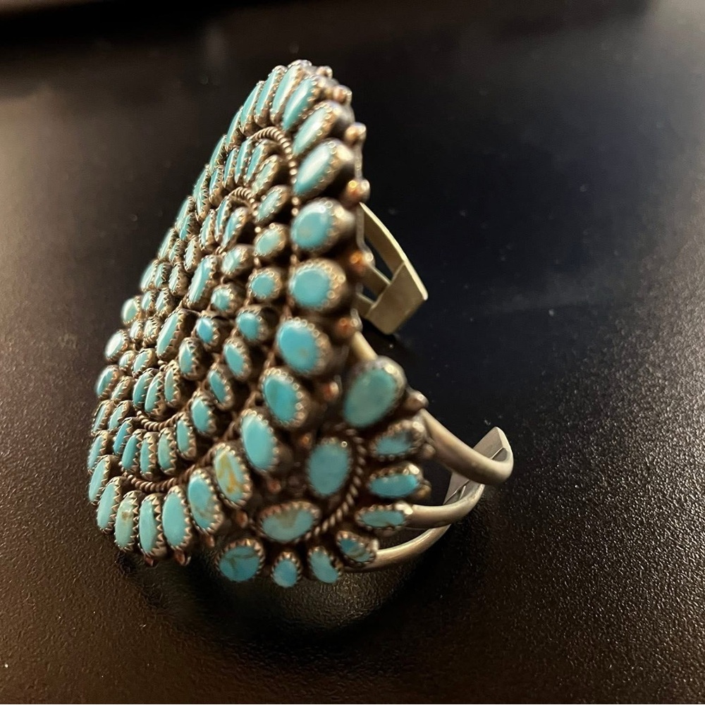 Turquoise Silver Statement Cuff - image 5